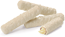 Трубочки вафельные в белой глазури с кокосом (коробка 2 кг)