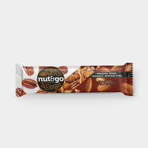 Батончик с миндалём, пеканом, карамелью, морской солью «Nut&Go», 36 г