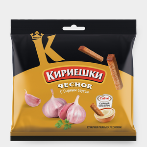 Сухарики со вкусом чеснока и сырным соусом «Calve» «Кириешки», 85 г Сухарики со вкусом чеснока и сырным соусом «Calve» «Кириешки», 85 г