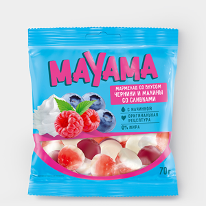 Мармелад жевательный с желейной начинкой со вкусом черники и малины со сливками «Mayama», 70 г Мармелад жевательный с желейной начинкой со вкусом черники и малины со сливками «Mayama», 70 г