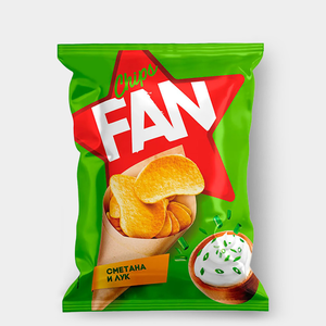 Чипсы со вкусом сметаны и лука, произведены из свежего картофеля «Fan», 65 г