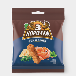 Сухарики со вкусом сёмги с сыром «3 Корочки», 40 г Сухарики со вкусом сёмги с сыром «3 Корочки», 40 г
