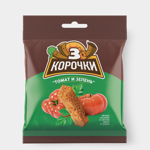 Сухарики со вкусом томата и зелени «3 Корочки», 40 г Сухарики со вкусом томата и зелени «3 Корочки», 40 г