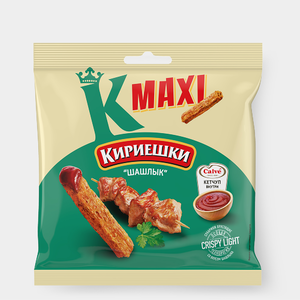 Сухарики со вкусом «Шашлык» и с кетчупом «Calve» «Кириешки Maxi», 75 г