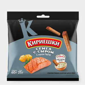 Сухарики со вкусом семги с сыром и соусом тар-тар «Calve» «Кириешки», 85 г Сухарики со вкусом семги с сыром и соусом тар-тар «Calve» «Кириешки», 85 г