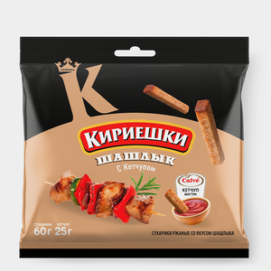Сухарики со вкусом шашлыка и кетчупом «Calve» «Кириешки», 85 г Сухарики со вкусом шашлыка и кетчупом «Calve» «Кириешки», 85 г