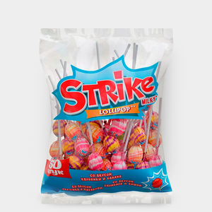 Карамель на палочке с молочно-фруктовым вкусом «Strike», 565 г