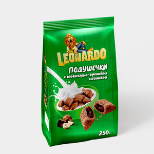 Готовый завтрак «Подушечки с шоколадно-ореховой начинкой» «Leonardo», 250 г Готовый завтрак «Подушечки с шоколадно-ореховой начинкой» «Leonardo», 250 г