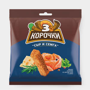 Сухарики со вкусом сёмги с сыром «3 Корочки», 100 г Сухарики со вкусом сёмги с сыром «3 Корочки», 100 г