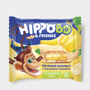 Пирожное бисквитное с желейной начинкой со вкусом банана «HIPPO BONDI & FRIENDS», 32 г