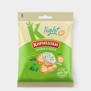 Сухарики со вкусом сметаны и зелени «Кириешки Light», 33 г Сухарики со вкусом сметаны и зелени «Кириешки Light», 33 г