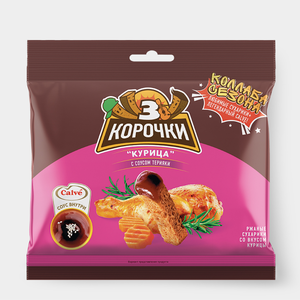 Сухарики со вкусом курицы и соусом терияки «3 Корочки», 85 г Сухарики со вкусом курицы и соусом терияки «3 Корочки», 85 г