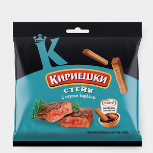 Сухарики со вкусом стейка и соусом барбекю «Calve» «Кириешки», 85 г Сухарики со вкусом стейка и соусом барбекю «Calve» «Кириешки», 85 г