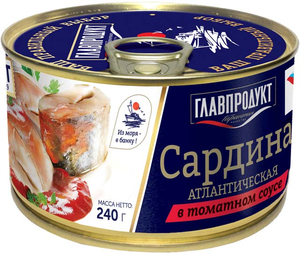 Сардина в томатном соусе «Главпродукт», 240 г Сардина в томатном соусе «Главпродукт», 240 г