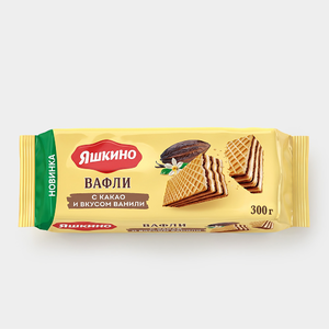 Вафли с какао и вкусом ванили «Яшкино», 300 г