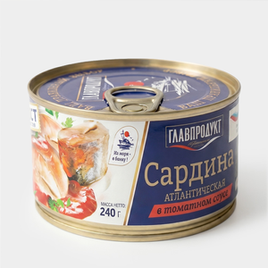 Сардина в томатном соусе «Главпродукт», 240 г Сардина в томатном соусе «Главпродукт», 240 г