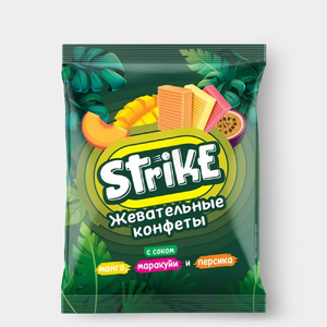 Жевательная конфета со вкусами манго, маракуйи и персика «Strike», 180 г Жевательная конфета со вкусами манго, маракуйи и персика «Strike», 180 г