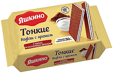 Вафли тонкие с какао и молочным кремом «Яшкино», 144 г Вафли тонкие с какао и молочным кремом «Яшкино», 144 г