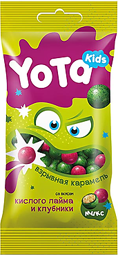 Драже «Хрустящий шарик со взрывной карамелью» Кислый лайм/клубника «Yota», 50 г Драже «Хрустящий шарик со взрывной карамелью» Кислый лайм/клубника «Yota», 50 г