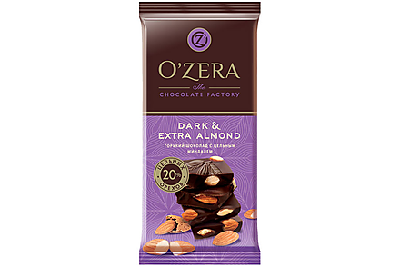 Шоколад горький с цельным миндалем Dark & Extra Almond «OZera», 90 г