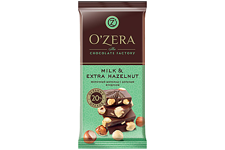 Шоколад молочный с цельным фундуком  Milk & Extra Hazelnut «OZera», 90 г