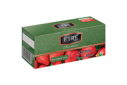 Strawberry чай зеленый с клубникой, 25 пакетиков «ETRE», 50 г