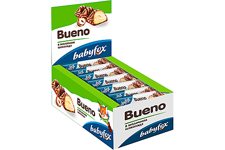 Батончик вафельный Bueno в молочном шоколаде «BabyFox», 23 г