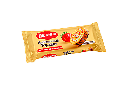 Рулет бисквитный клубничный со сливками «Яшкино», 200 г
