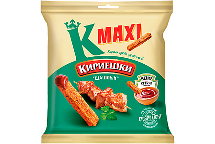Сухарики со вкусом «Шашлык» и с кетчупом Heinz «Кириешки Maxi», 75 г