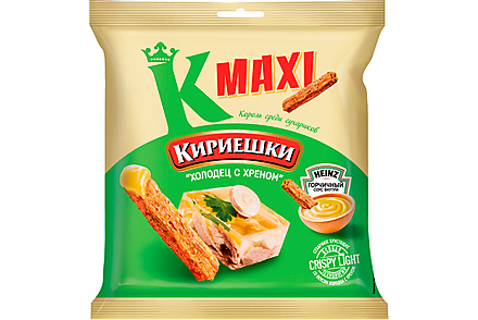 Сухарики со вкусом «Холодец с хреном» и с горчичным соусом Heinz «Кириешки Maxi», 75 г