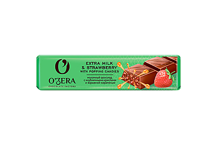 Шоколад молочный Extra milk & Strawberry with popping candy «OZera», 45 г
