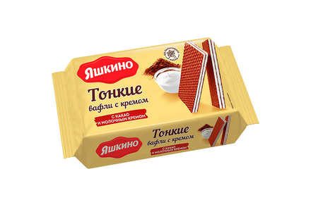 Вафли тонкие с какао и молочным кремом «Яшкино», 144 г