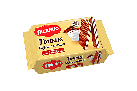 Вафли тонкие с какао и молочным кремом «Яшкино», 144 г