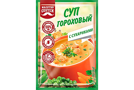 Суп моментального приготовления гороховый с сухариками «Maestro Gusten», 16 г