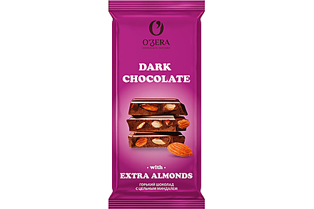 Шоколад горький с цельным миндалем Dark & Extra Almond «O'Zera», 90 г