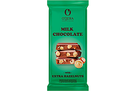 Шоколад молочный с цельным фундуком  Milk & Extra Hazelnut «O'Zera», 90 г