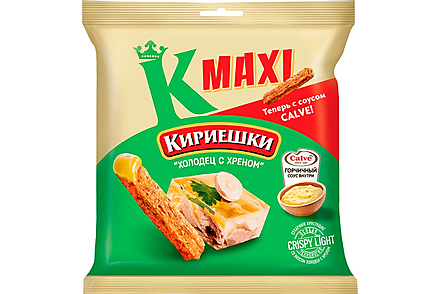 Сухарики со вкусом «Холодец с хреном» и с горчичным соусом «Calve» «Кириешки Maxi», 75 г