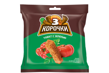 Сухарики со вкусом томата и зелени «3 Корочки», 100 г