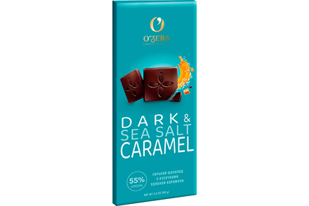 Горький шоколад Dark&Sea salt caramel «O'Zera», 90 г