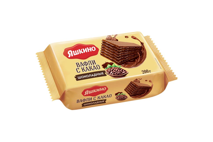 Вафли с какао, шоколадные «Яшкино», 200 г