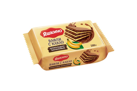 Вафли с какао, шоколадно-банановые «Яшкино», 200 г