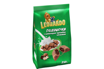 Готовый завтрак «Подушечки с шоколадно-ореховой начинкой» «Leonardo», 250 г