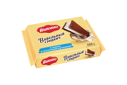 Вафельный сэндвич с какао и молочной начинкой «Яшкино», 168 г