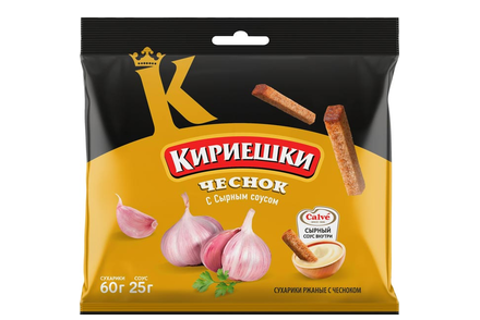 Сухарики со вкусом чеснока и сырным соусом «Calve» «Кириешки», 85 г
