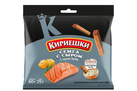 Сухарики со вкусом семги с сыром и соусом тар-тар «Calve» «Кириешки», 85 г