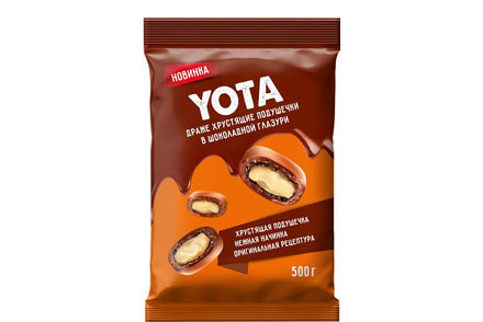 Драже хрустящие подушечки с молочной начинкой в шоколадной глазури «Yota», 500 г