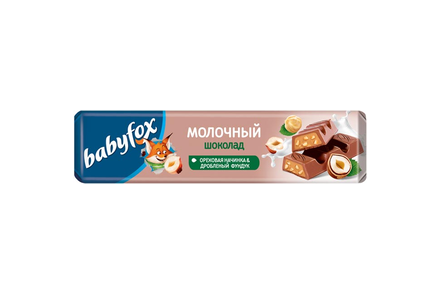 Молочный шоколад с ореховой начинкой и дробленым фундуком «BabyFox», 45 г