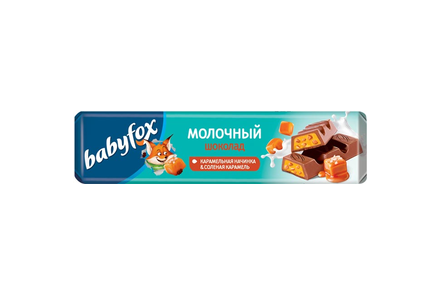 Молочный шоколад с карамельной начинкой и солёной карамелью «BabyFox», 45 г