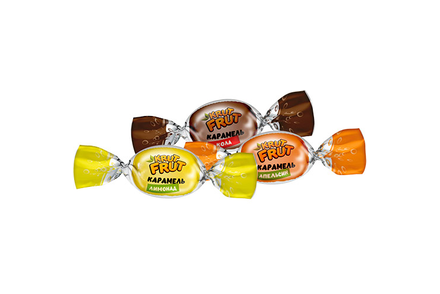 Карамель с шипучей начинкой кола, апельсин, лимон «KrutFrut» (упаковка 1 кг)