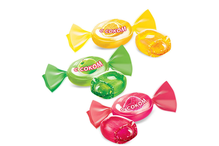 Карамель с соком малины, яблока и лимона (упаковка 1 кг)